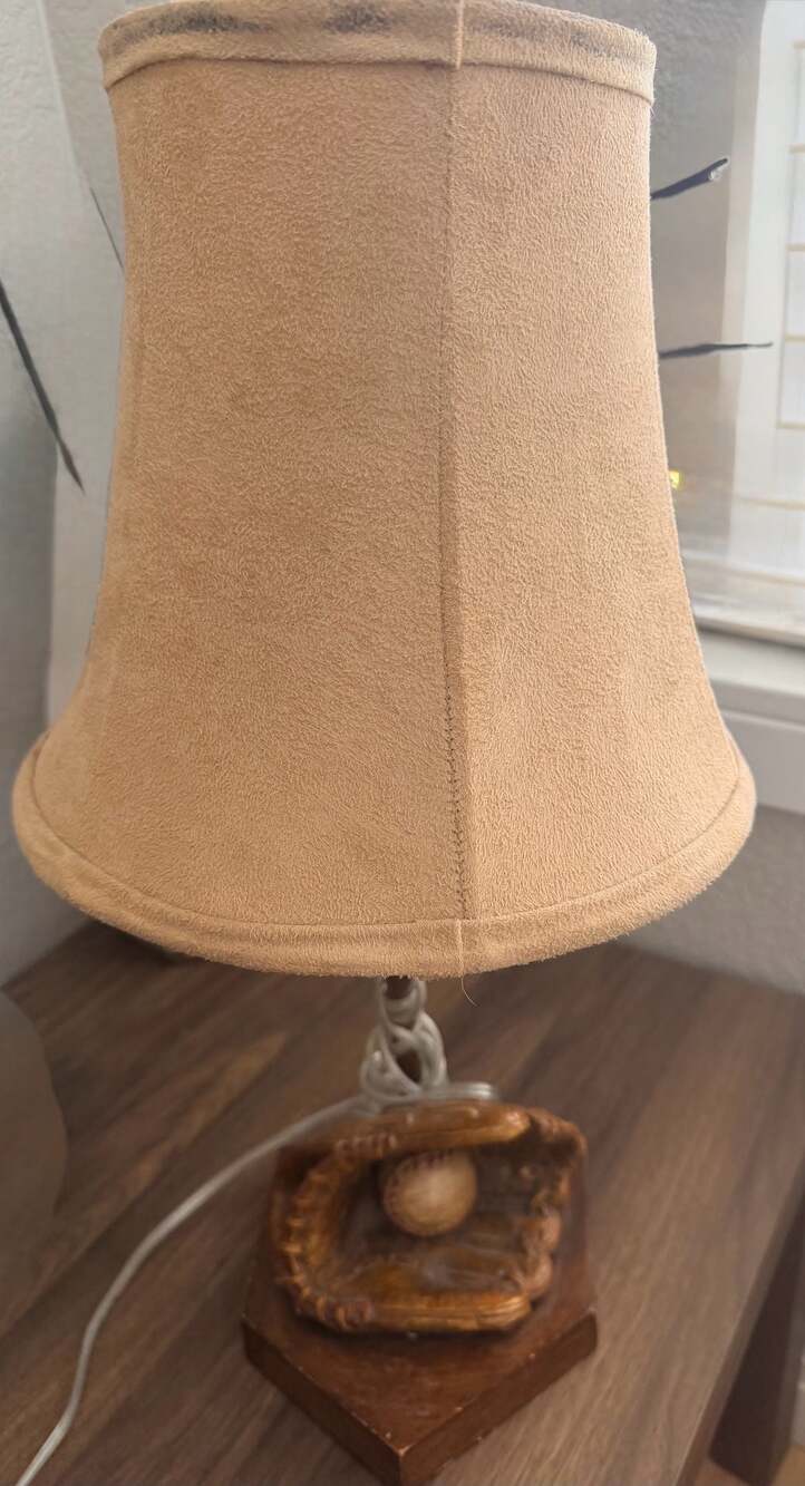 Vintage Baseball Lamp Ball and Glove Base Works Desk Top Dresser Sports